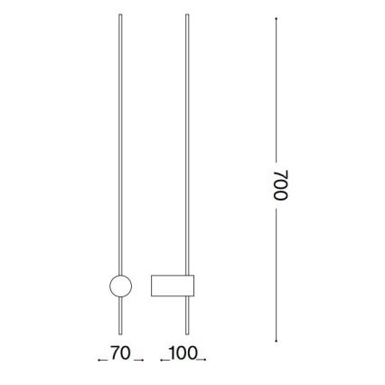 Ideal Lux - Aplique LED ESSENCE LED/12W/230V 4000K 70 cm CRI 90 negro