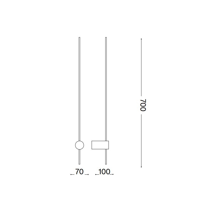 Ideal Lux - Aplique LED ESSENCE LED/12W/230V 4000K 70 cm CRI 90 negro