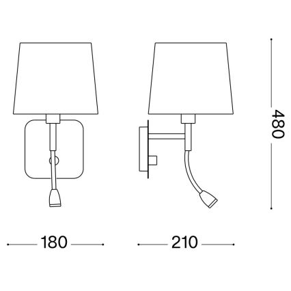 Ideal Lux - LED Aplique flexible NORDIK 1xE14/40W + LED/1,5W/230V
