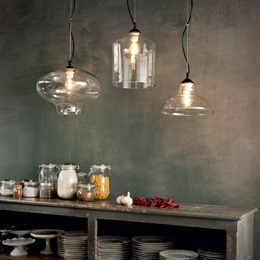 Ideal Lux - Lámpara colgante BISTRO 1xE27/60W/230V diá. 40 cm ahumado