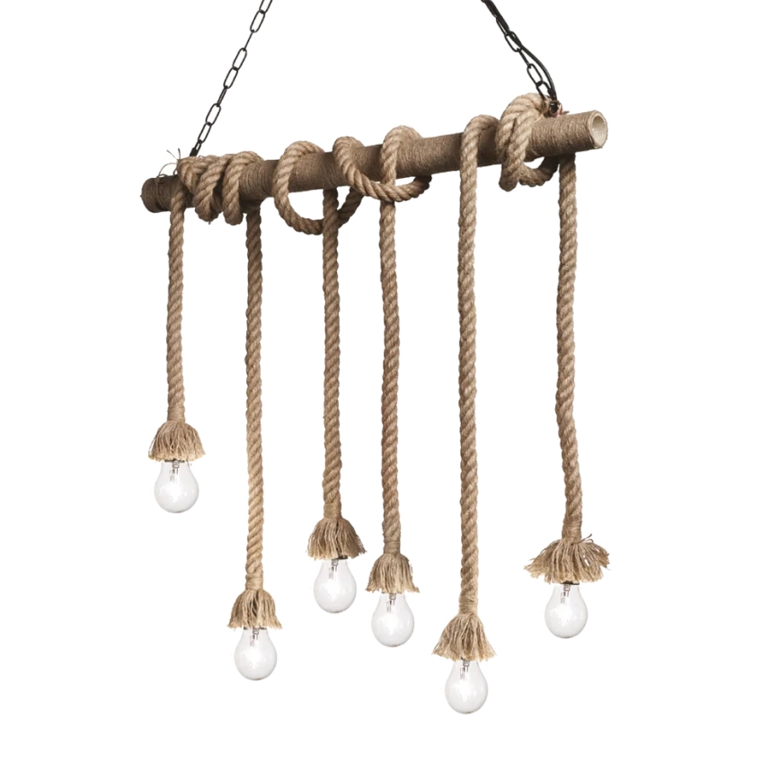 Ideal Lux - Lámpara colgante CANAPA 6xE27/15W/230V marrón