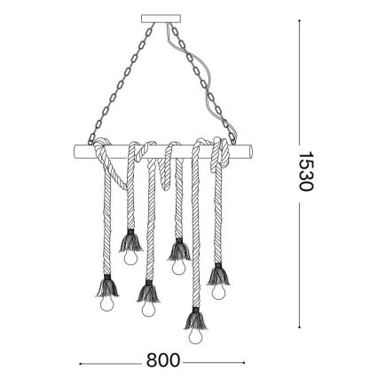 Ideal Lux - Lámpara colgante CANAPA 6xE27/15W/230V marrón