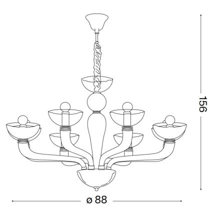 Ideal Lux – Lámpara colgante CASANOVA 8×E14/40W/230V