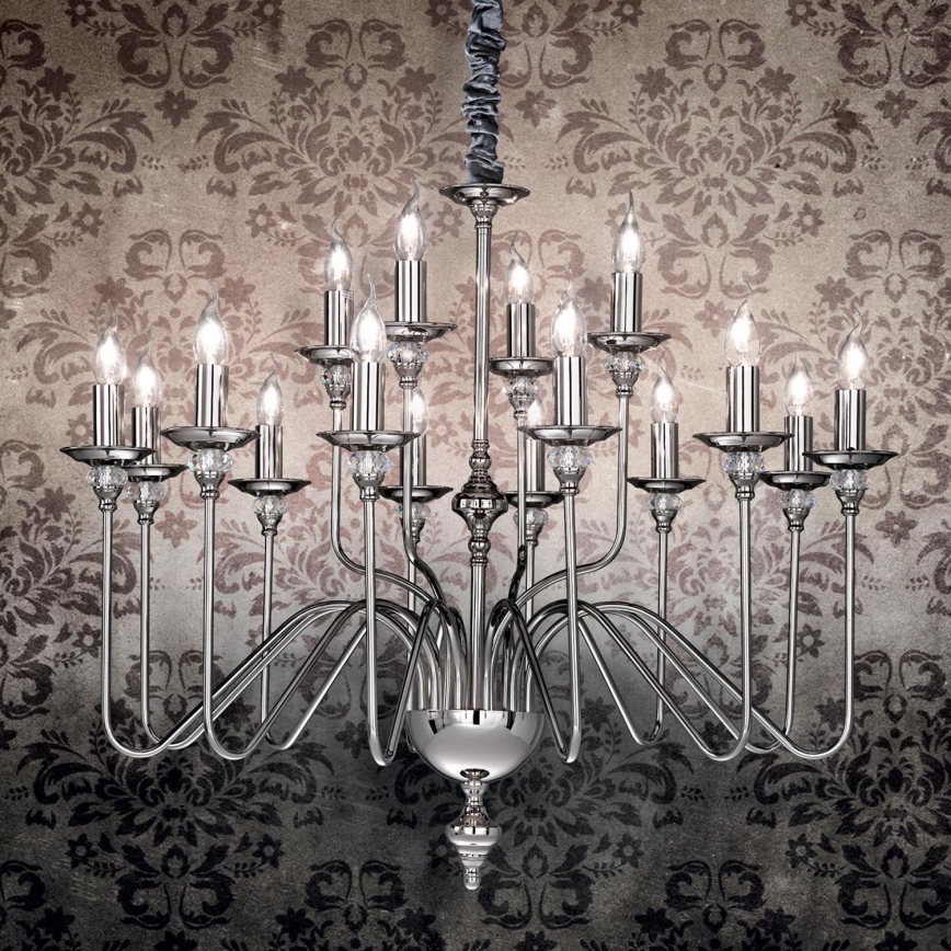 Ideal Lux - Lámpara colgante con cadena ARTU 16xE14/40W/230V diá. 90 cm cromo brillante
