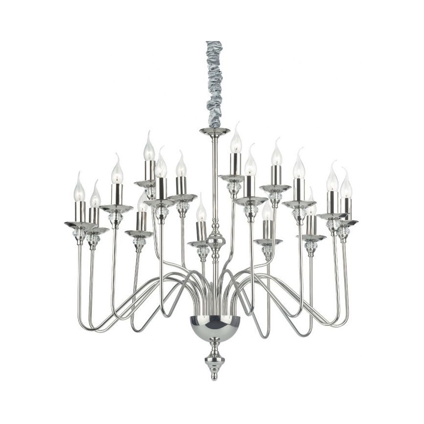 Ideal Lux - Lámpara colgante con cadena ARTU 16xE14/40W/230V diá. 90 cm cromo brillante