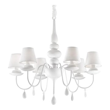 Ideal Lux - Lámpara colgante con cadena BLANCHE 6xE14/40W/230V diá. 75 cm blanco