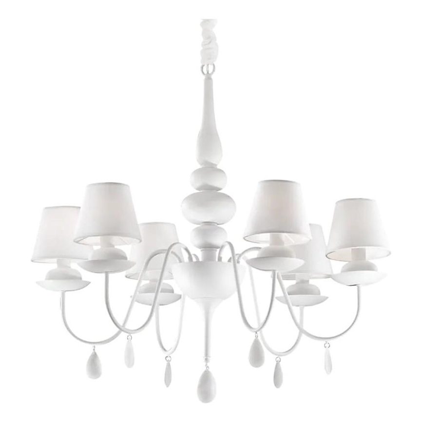 Ideal Lux - Lámpara colgante con cadena BLANCHE 6xE14/40W/230V diá. 75 cm blanco
