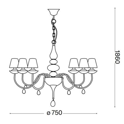 Ideal Lux - Lámpara colgante con cadena BLANCHE 6xE14/40W/230V diá. 75 cm blanco