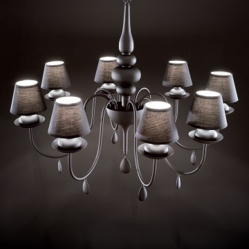 Ideal Lux - Lámpara colgante con cadena BLANCHE 8xE14/40W/230V diá. 92 cm negro