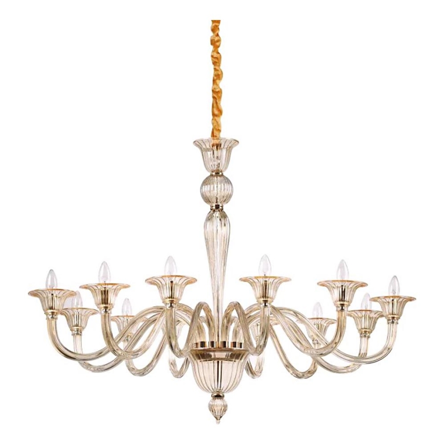 Ideal Lux - Lámpara colgante con cadena BRIGITTA 12xE14/40W/230V diá. 120 cm latón