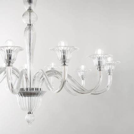 Ideal Lux - Lámpara colgante con cadena BRIGITTA 12xE14/40W/230V diá. 120 cm transparente