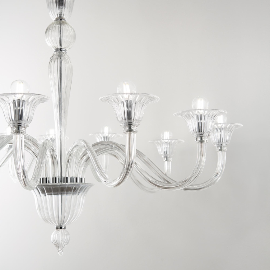 Ideal Lux - Lámpara colgante con cadena BRIGITTA 12xE14/40W/230V diá. 120 cm transparente