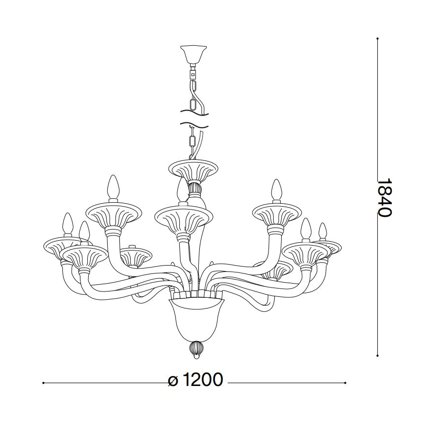 Ideal Lux - Lámpara colgante con cadena BRIGITTA 12xE14/40W/230V diá. 120 cm transparente