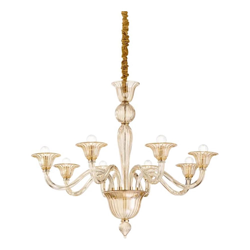 Ideal Lux - Lámpara colgante con cadena BRIGITTA 8xE14/40W/230V diá. 89 cm latón