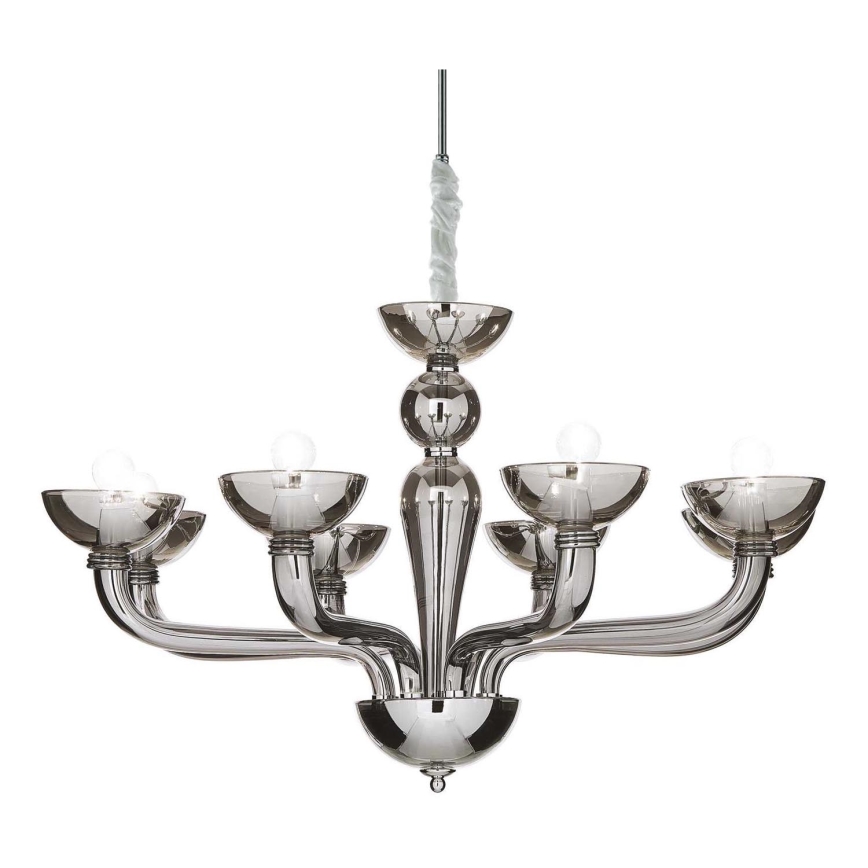 Ideal Lux - Lámpara colgante con cadena CASANOVA 8xE14/40W/230V diá. 88 cm gris