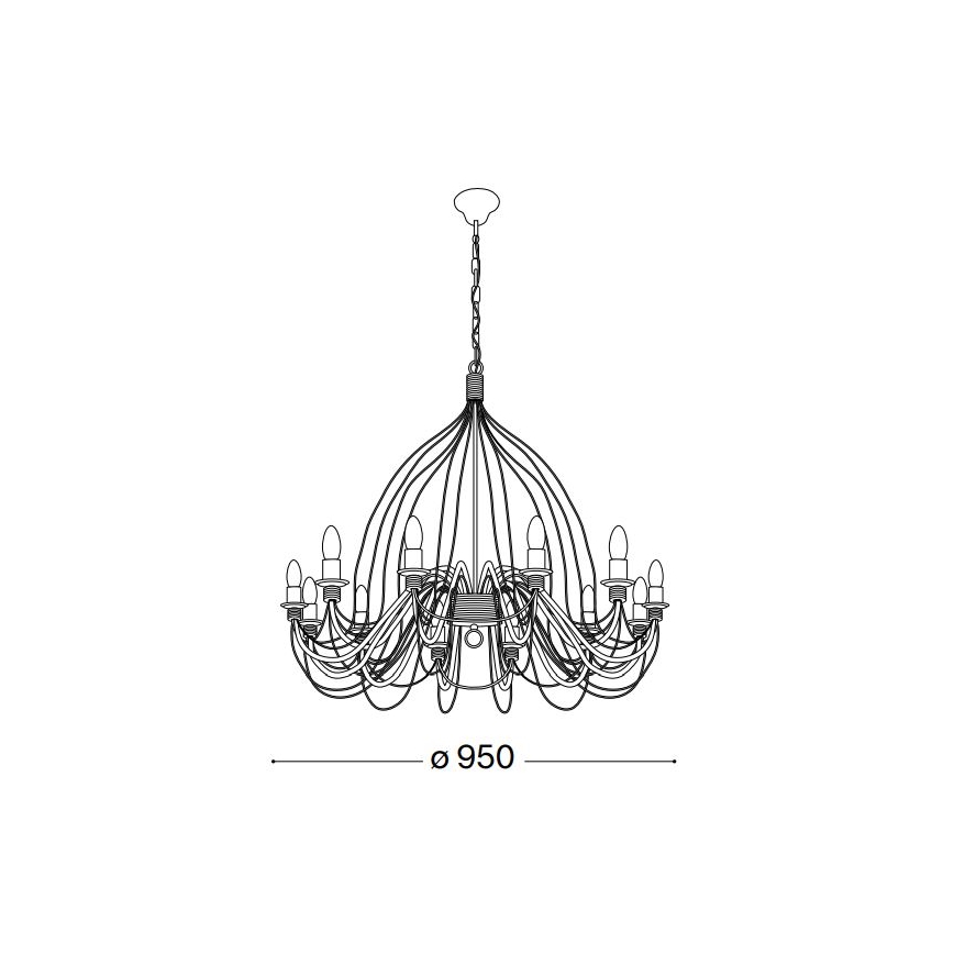 Ideal Lux - Lámpara colgante con cadena CORTE 12xE14/40W/230V diá. 95 cm cobre