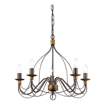 Ideal Lux - Lámpara colgante con cadena CORTE 5xE14/40W/230V diá. 54 cm cobre