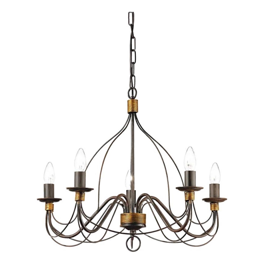 Ideal Lux - Lámpara colgante con cadena CORTE 5xE14/40W/230V diá. 54 cm cobre