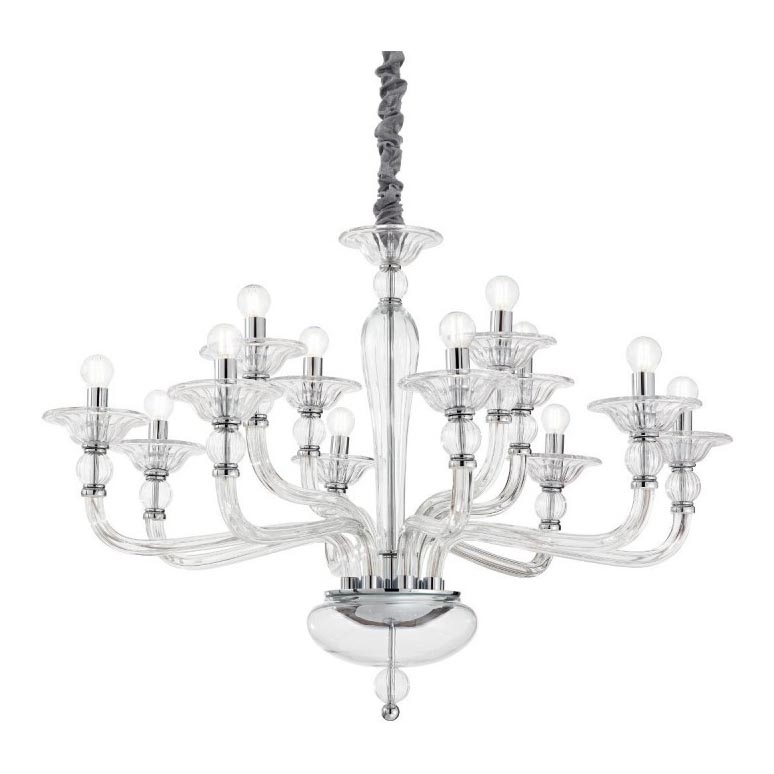 Ideal Lux - Lámpara colgante con cadena DANIELI 12xE14/40W/230V diá. 94 cm transparente