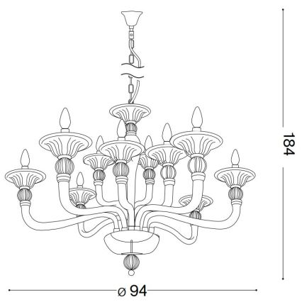 Ideal Lux - Lámpara colgante con cadena DANIELI 12xE14/40W/230V diá. 94 cm transparente