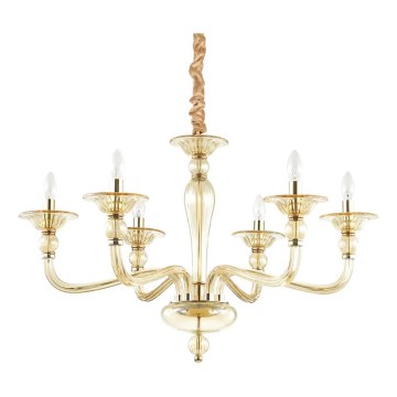 Ideal Lux - Lámpara colgante con cadena DANIELI 6xE14/40W/230V diá. 85 cm latón