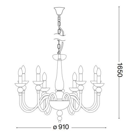 Ideal Lux - Lámpara colgante con cadena DOGE 12xE14/40W/230V diá. 91 cm cromo brillante