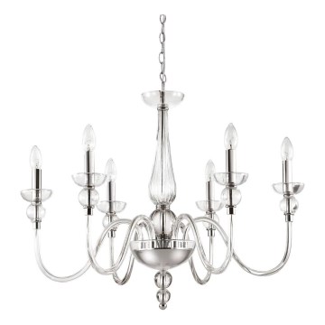 Ideal Lux - Lámpara colgante con cadena DOGE 6xE14/40W/230V diá. 75 cm cromo brillante