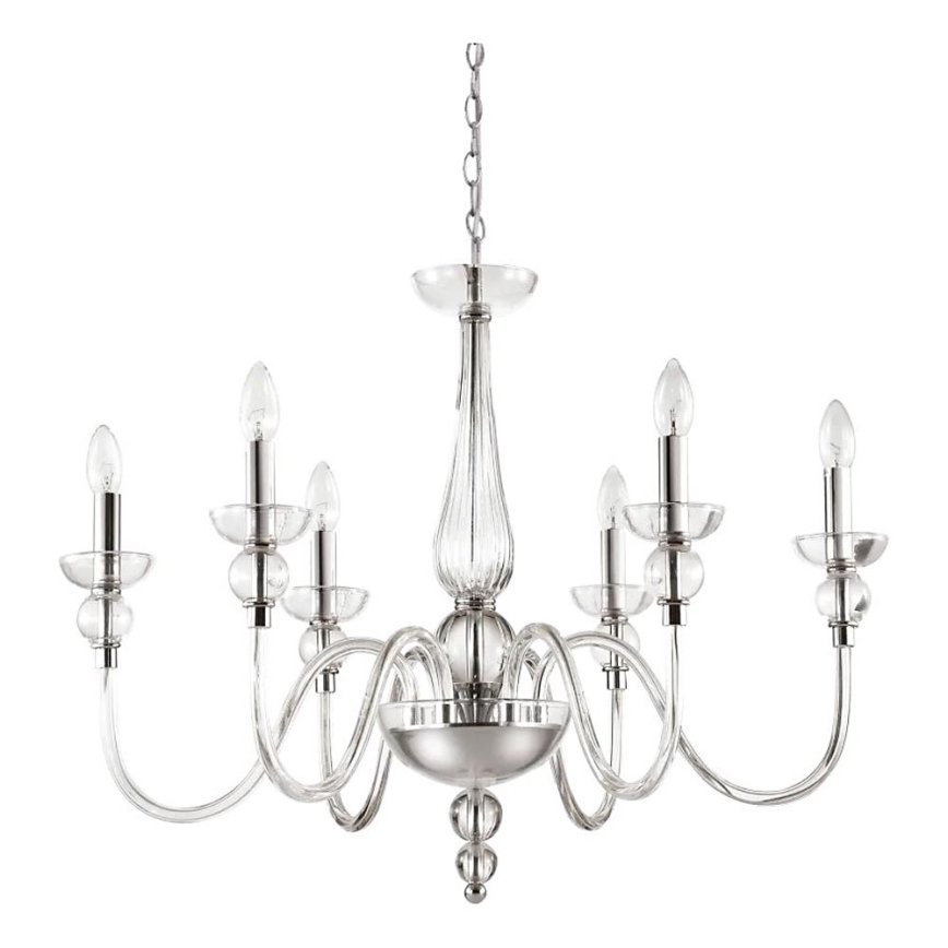 Ideal Lux - Lámpara colgante con cadena DOGE 6xE14/40W/230V diá. 75 cm cromo brillante