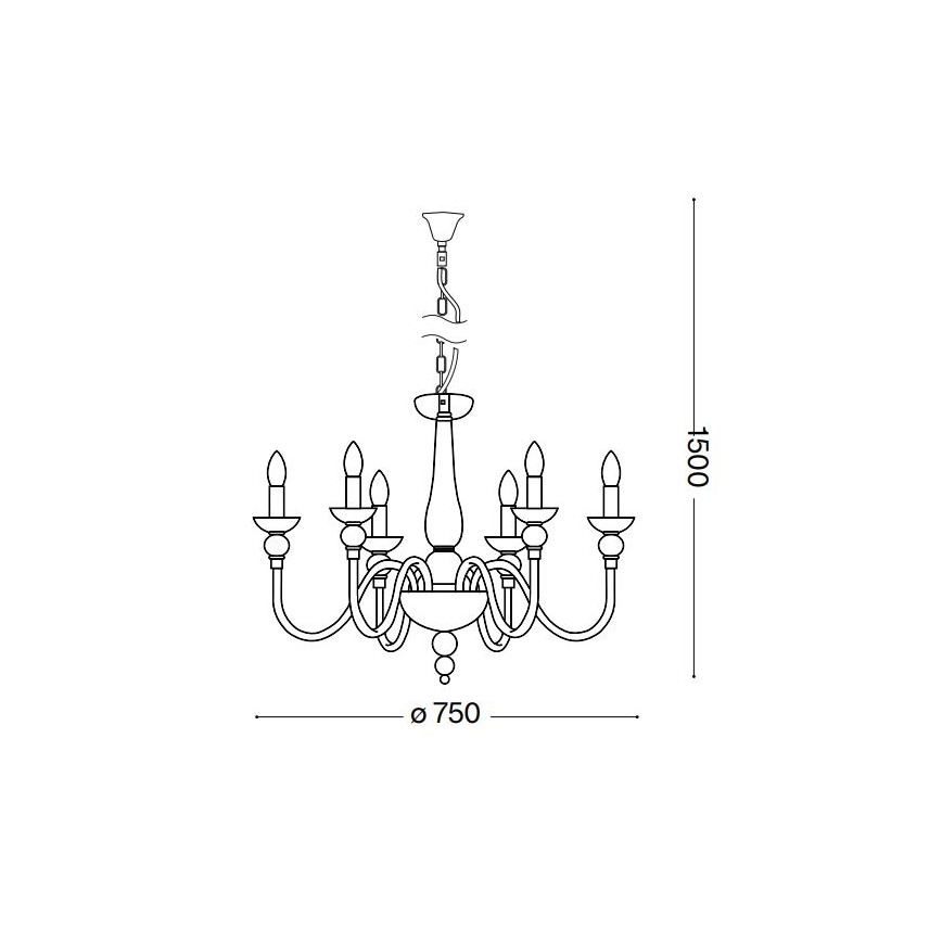 Ideal Lux - Lámpara colgante con cadena DOGE 6xE14/40W/230V diá. 75 cm cromo brillante