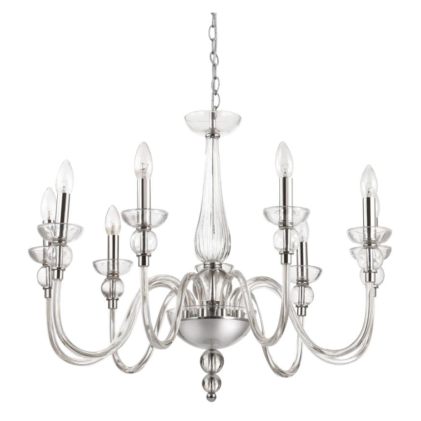 Ideal Lux - Lámpara colgante con cadena DOGE 9xE14/40W/230V diá. 75 cm cromo brillante