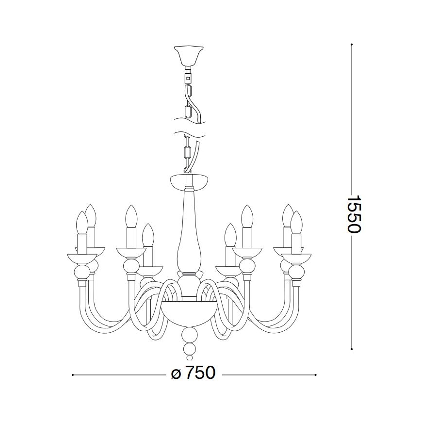 Ideal Lux - Lámpara colgante con cadena DOGE 9xE14/40W/230V diá. 75 cm cromo brillante