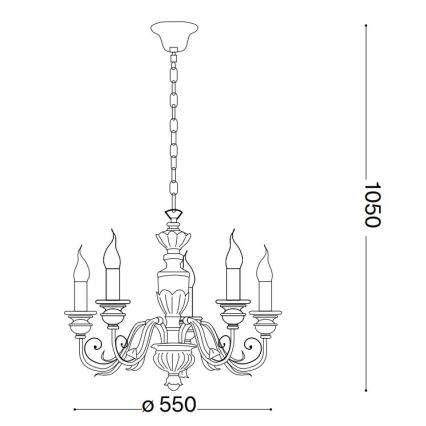 Ideal Lux - Lámpara colgante con cadena FIRENZE 5xE14/40W/230V diá. 55 cm blanco/dorado