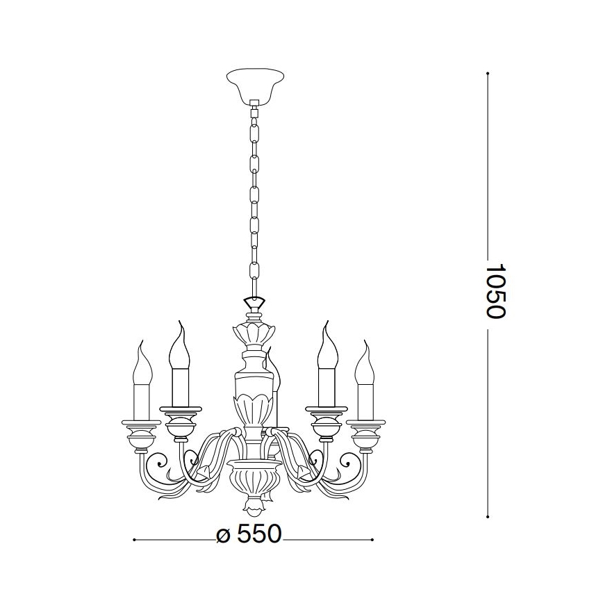 Ideal Lux - Lámpara colgante con cadena FIRENZE 5xE14/40W/230V diá. 55 cm blanco/dorado