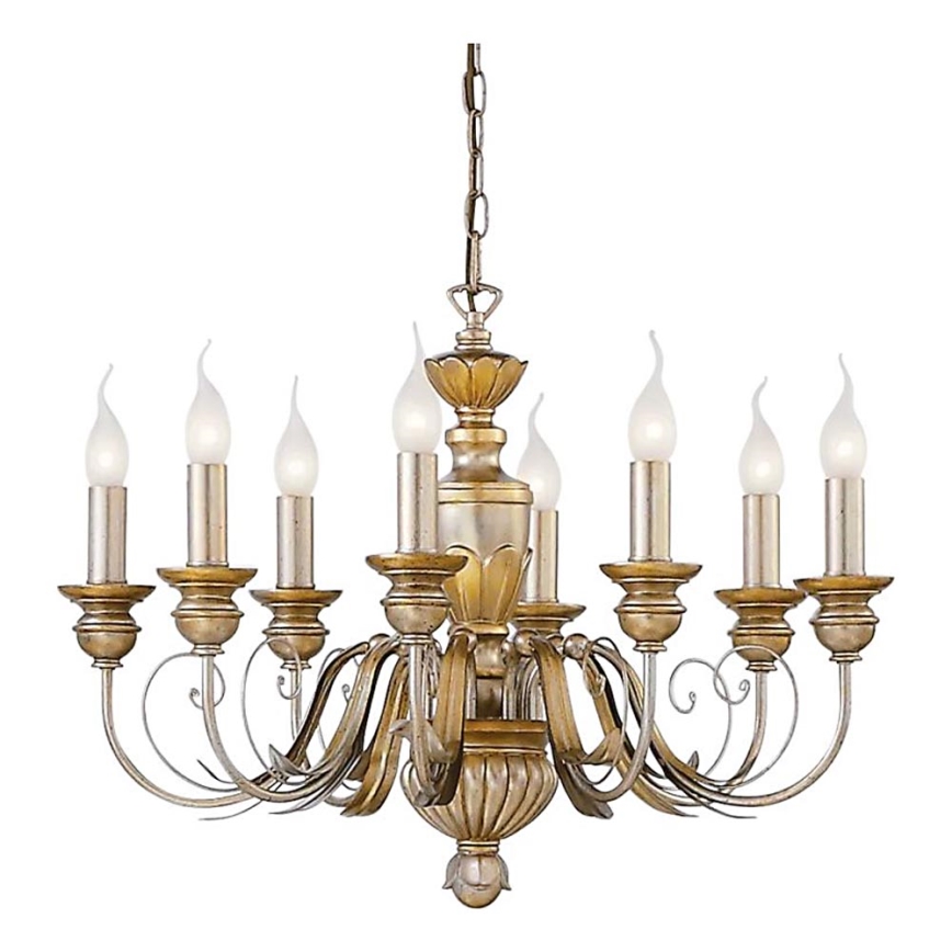 Ideal Lux - Lámpara colgante con cadena FIRENZE 8xE14/40W/230V diá. 64 cm dorado