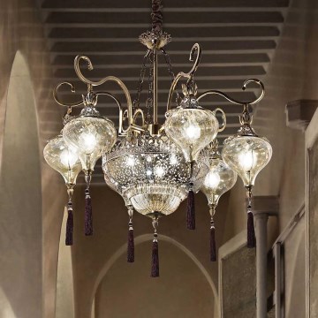 Ideal Lux - Lámpara colgante con cadena HAREM 9xE27/60W/230V diá. 75 cm latón