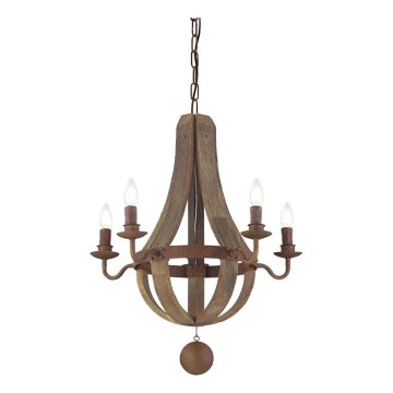 Ideal Lux - Lámpara colgante con cadena MILLENNIUM 5xE14/40W/230V diá. 52 cm abedul/marrón