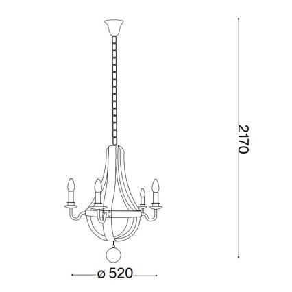 Ideal Lux - Lámpara colgante con cadena MILLENNIUM 5xE14/40W/230V diá. 52 cm abedul/marrón