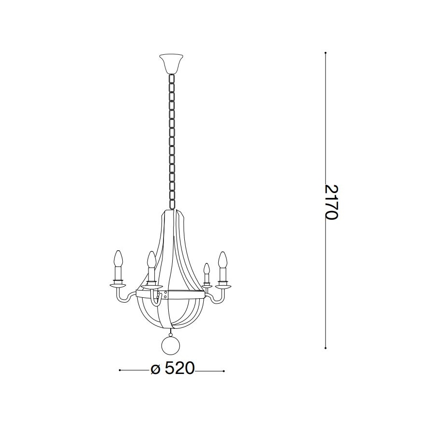 Ideal Lux - Lámpara colgante con cadena MILLENNIUM 5xE14/40W/230V diá. 52 cm abedul/marrón