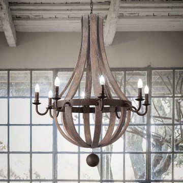 Ideal Lux - Lámpara colgante con cadena MILLENNIUM 8xE14/40W/230V diá. 92 cm abedul/marrón