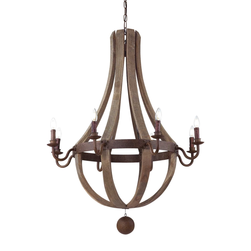 Ideal Lux - Lámpara colgante con cadena MILLENNIUM 8xE14/40W/230V diá. 92 cm abedul/marrón