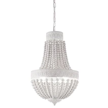 Ideal Lux - Lámpara colgante con cadena MONET 5xE14/40W/230V diá. 40 cm Cáñamo/blanco