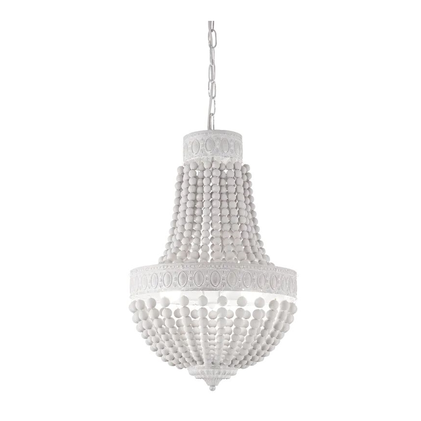 Ideal Lux - Lámpara colgante con cadena MONET 5xE14/40W/230V diá. 40 cm Cáñamo/blanco