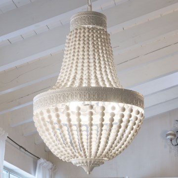 Ideal Lux - Lámpara colgante con cadena MONET 6xE14/40W/230V diá. 50 cm Cáñamo/blanco