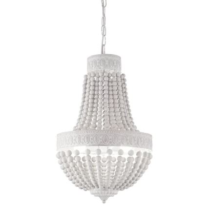Ideal Lux - Lámpara colgante con cadena MONET 6xE14/40W/230V diá. 50 cm Cáñamo/blanco