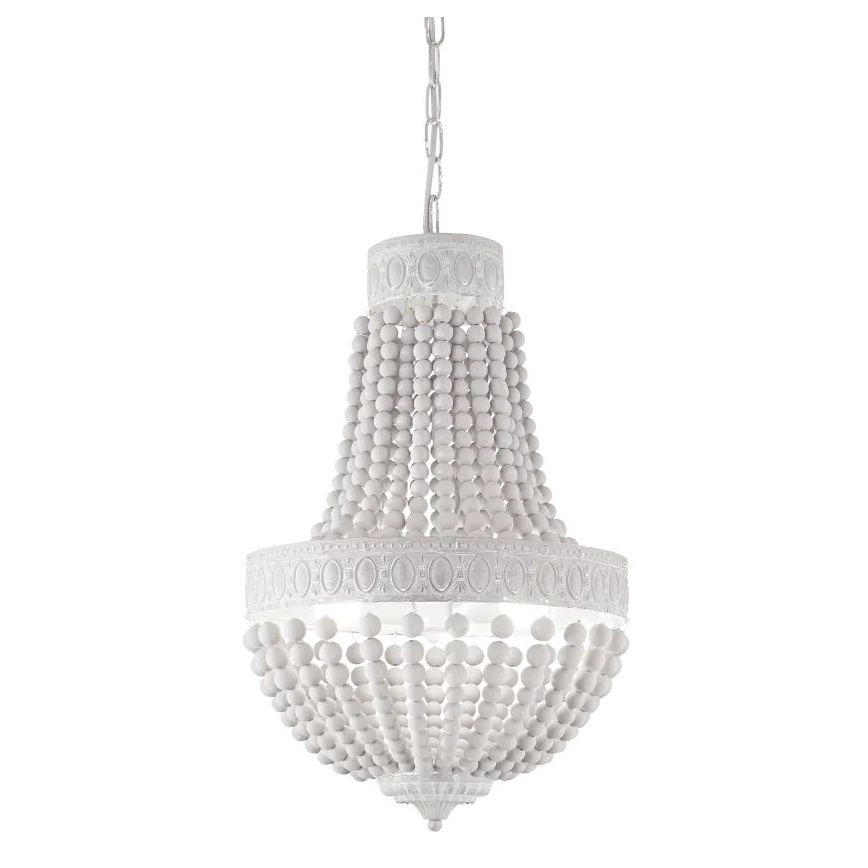 Ideal Lux - Lámpara colgante con cadena MONET 6xE14/40W/230V diá. 50 cm Cáñamo/blanco