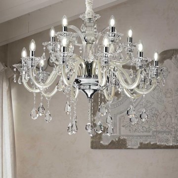 Ideal Lux - Lámpara colgante de cristal COLOSSAL 15xE14/40W/230V diá. 95 cm color crema/cromo brillante