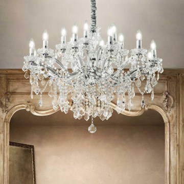 Ideal Lux - Lámpara colgante de cristal FLORIAN 18xE14/40W/230V diá. 86 cm transparente