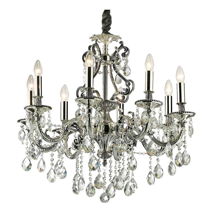Ideal Lux - Lámpara colgante de cristal GIOCONDA 8xE14/40W/230V diá. 73 cm plata
