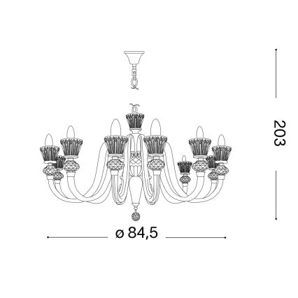 Ideal Lux - Lámpara colgante de cristal STRAUSS 12xE14/40W/230V diá. 84,5 cm latón