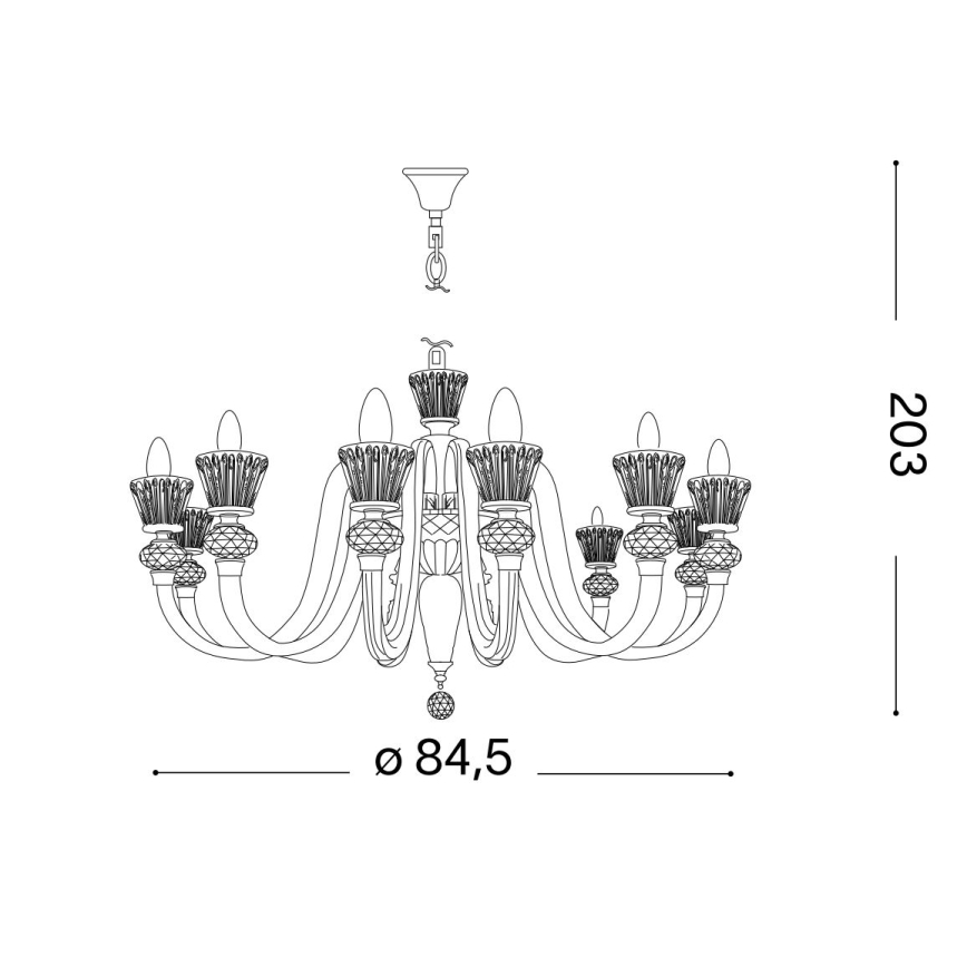 Ideal Lux - Lámpara colgante de cristal STRAUSS 12xE14/40W/230V diá. 84,5 cm latón